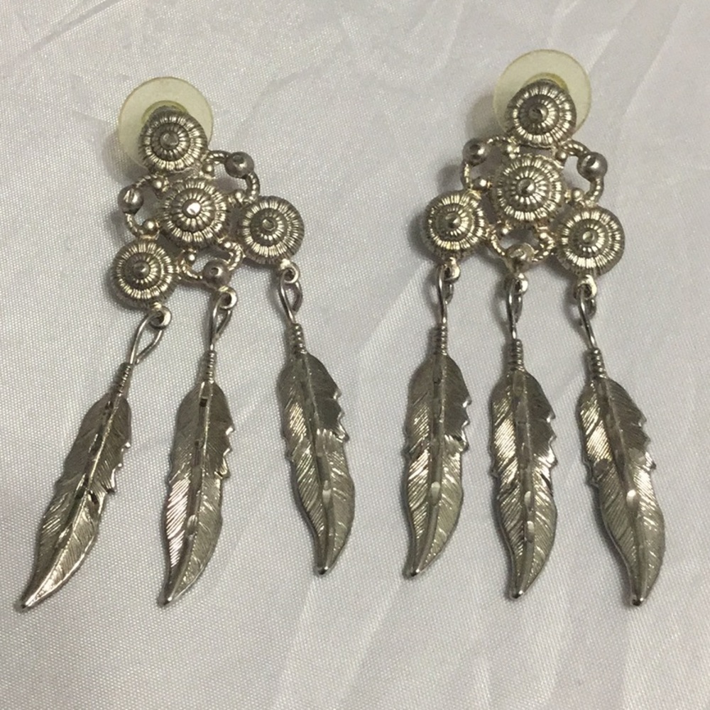 Sterling Silver Feather Dangle Posts - image 8